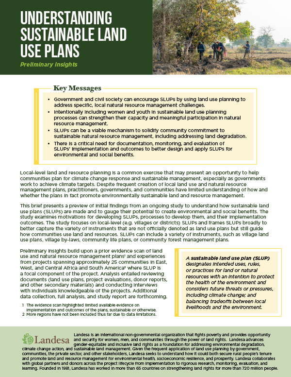 Brief: Understanding Sustainable Land Use Plans